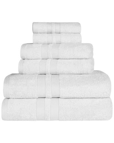 Superior Quick-drying Solid 6pc Assorted Bathroom Towel Set In White