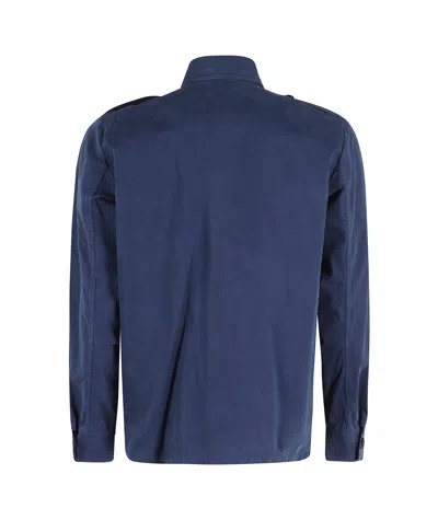 Aspesi Field Cotton Shirt Jacket Lived Effect In Blue