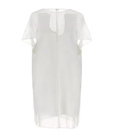 Khaite Winona Paneled Crepe And Chiffon Mini Dress In White