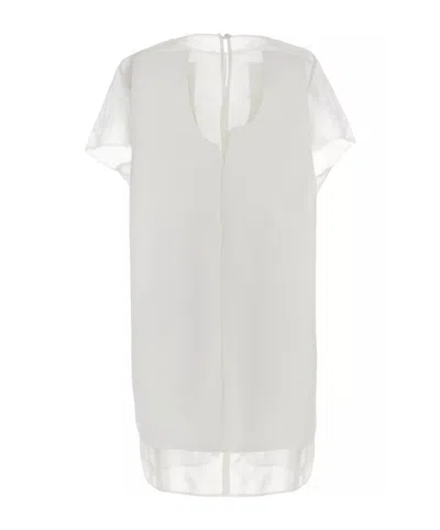 Khaite Winona Paneled Crepe And Chiffon Mini Dress In White