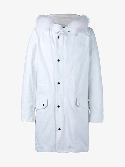 Shop Yves Salomon White Fur Lined Parka