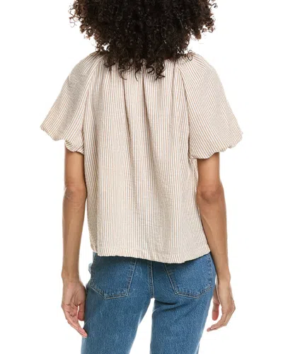 Max Studio Bubble Sleeve Tie Front Blouse In White