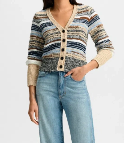 Veronica Beard Striped Button-closure Cardigan In Gray
