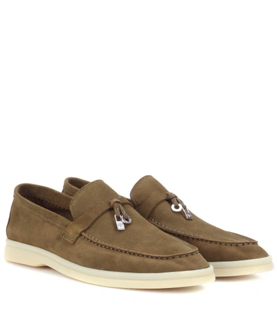 Loro Piana Summer Charms Walk Suede Loafers In Sandstone