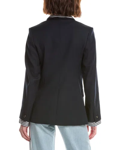 Rag & Bone Frank Mixed-media Single-breasted Wool Blazer In Navy