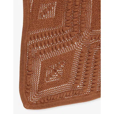 Devon Windsor Mens Triangular Crochet Bandana Almond In Almond