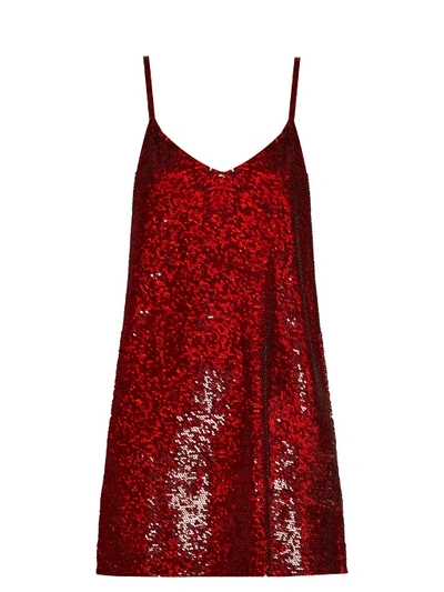 Ashish Sequin-embellished Silk-georgette Mini Dress In Scarlet-red