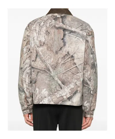 Represent Mens Tree-graphic Print Camouflage Cotton Trucker Jacket In Multi