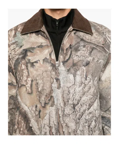 Represent Mens Tree-graphic Print Camouflage Cotton Trucker Jacket In Multi