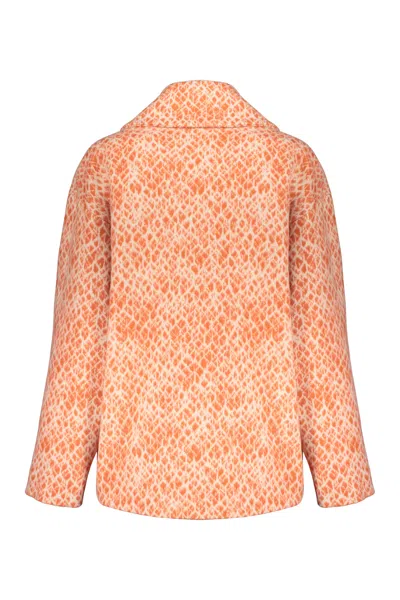 Herno Double-breasted Lapel-collar Jacket In Orange