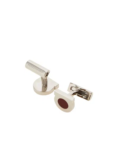 Ferragamo Gancini Cufflinks In Silver/red