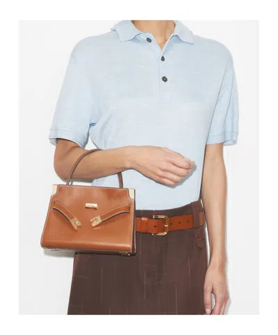 Tory Burch Petite Lee Radziwill Leather Double Bag In Old Tan