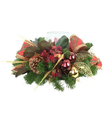 Creative Displays Handcrafted Holiday Candleholder Decorated With Hydrangeas