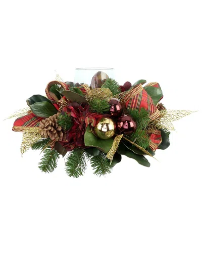 Creative Displays Handcrafted Holiday Candleholder Decorated With Hydrangeas