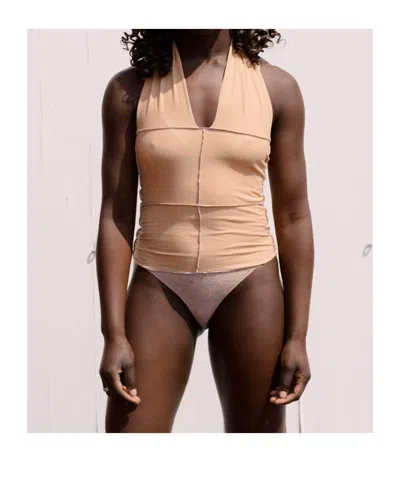Baserange Tan Cinder Halter Top In Brown