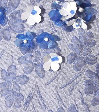 Shop Miu Miu Embellished Jacquard Dress In Blue