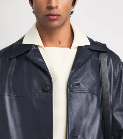 System Leather Jacket In Blue