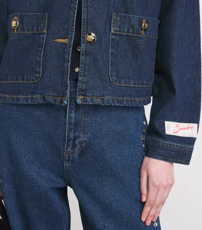 Sandro Paris Crest-button Denim Jacket In Blue