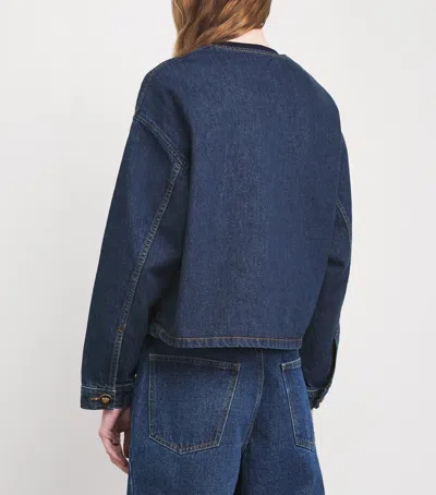 Sandro Paris Crest-button Denim Jacket In Blue
