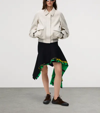 Loewe Suede Jacket Collared Design Flap Pockets In Neutral