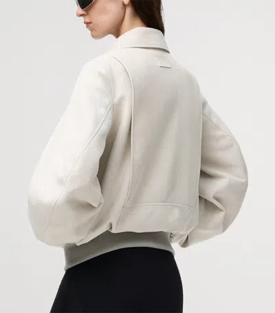 Loewe Suede Jacket Collared Design Flap Pockets In Neutral