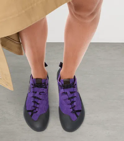 Loewe Suede Grip Sneakers Pull Tab Rubber Sole In Purple