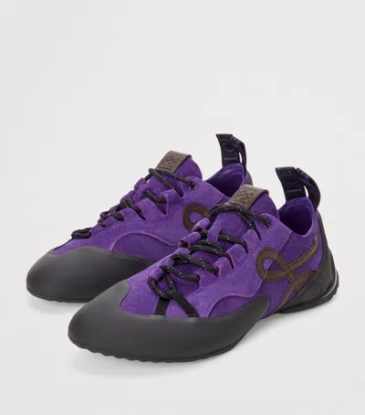 Loewe Suede Grip Sneakers Pull Tab Rubber Sole In Purple