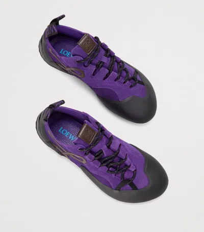 Loewe Suede Grip Sneakers Pull Tab Rubber Sole In Purple