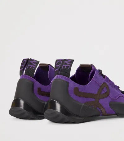 Loewe Suede Grip Sneakers Pull Tab Rubber Sole In Purple