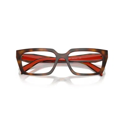 Prada Eyewear Rectangle Frame Glasses In Brown
