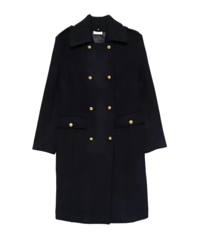 P.a.r.o.s.h Parosh Double-breasted Coat In Wool In Black