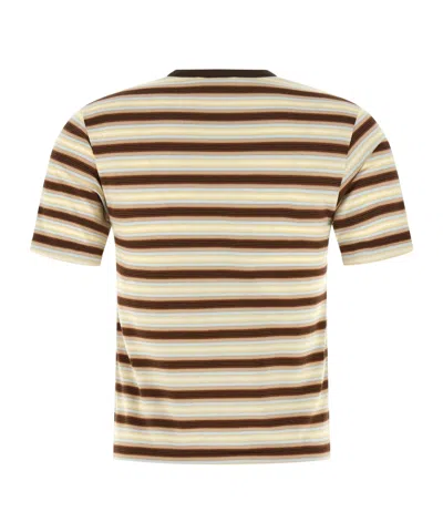Auralee Gradient Stripes T-shirt In Brown