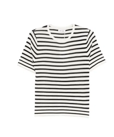 Soft Goat Silk And Cashmere Striped T-shirt In Multi