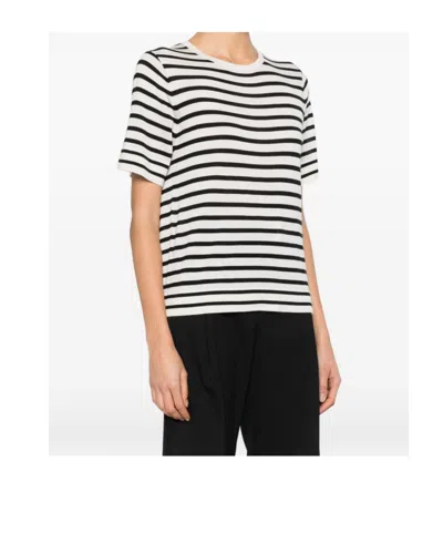 Soft Goat Silk And Cashmere Striped T-shirt In Multi
