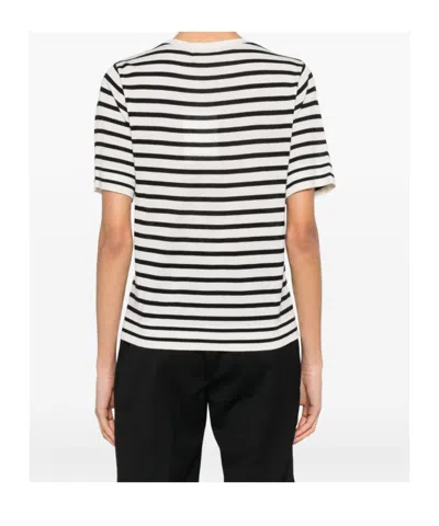 Soft Goat Silk And Cashmere Striped T-shirt In Multi