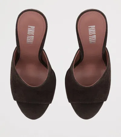 Paris Texas Suede Nina Wedge Mules 105 In Brown
