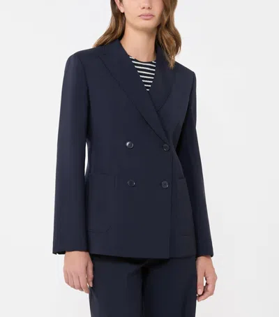 Weekend Max Mara Tailored Double Breasted Jacket Buttoned Cuffs In Blue