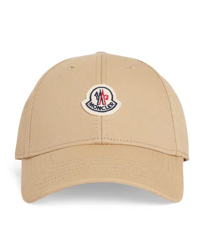 Moncler Logo Patch Cotton Gabardine Baseball Cap In Neutral