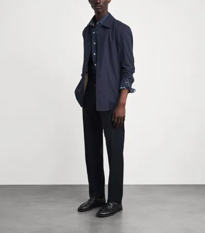 Corneliani Virgin Wool-blend Overshirt In Navy