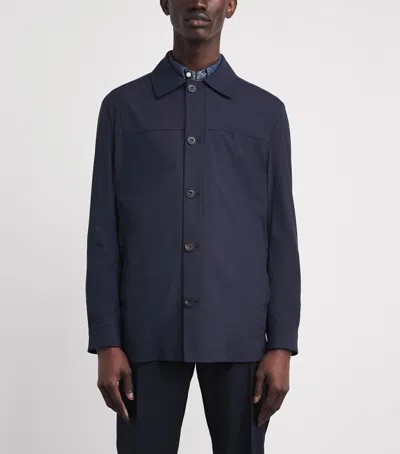 Corneliani Virgin Wool-blend Overshirt In Navy
