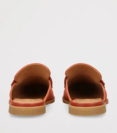 Tod's Orange Solid Sabots Slides In Orange