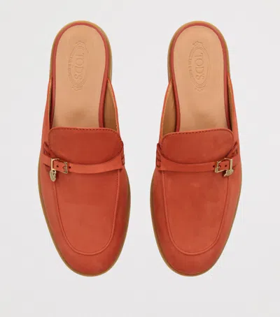 Tod's Orange Solid Sabots Slides In Orange