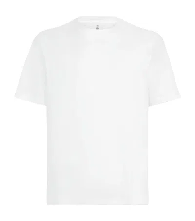 Brunello Cucinelli Men Slim Fit Crew-neck T-shirt In Lightweight Cotton Jersey In White