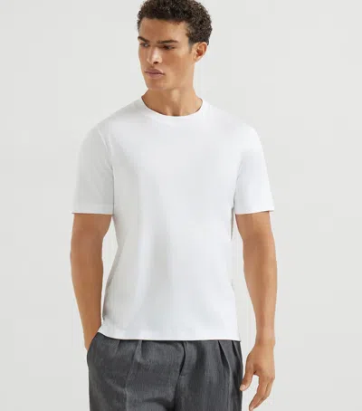 Brunello Cucinelli Men Slim Fit Crew-neck T-shirt In Lightweight Cotton Jersey In White