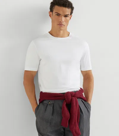 Brunello Cucinelli Men Slim Fit Crew-neck T-shirt In Lightweight Cotton Jersey In White