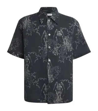 Our Legacy Mens Death Paisley Print Graphic-print Short-sleeve Cotton And Linen Shirt In Black