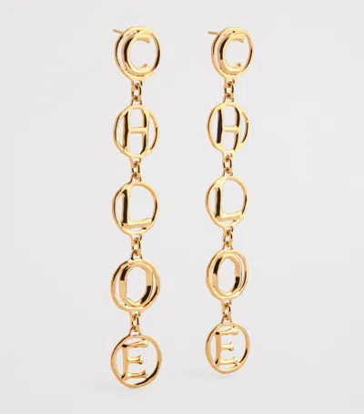 Chloé Script Earrings In Gold