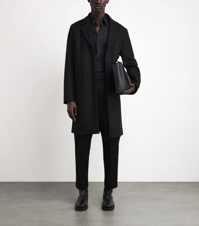 Sandro William Single-breasted Overcoat In Black