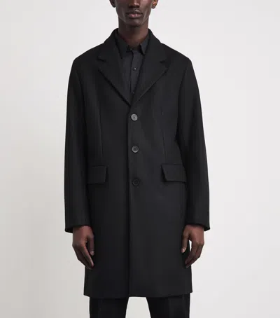 Sandro William Single-breasted Overcoat In Black
