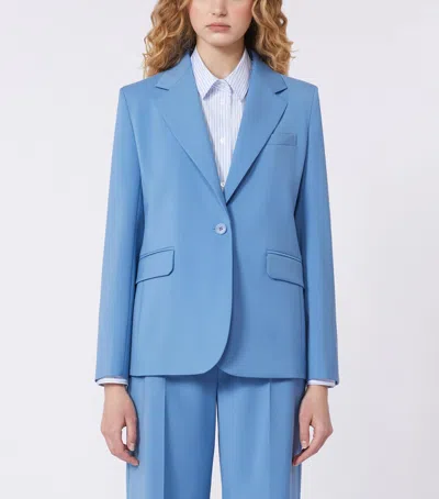 Weekend Max Mara Tailored Suit Jacket Buttoned Cuffs Flap Pockets In Blue
